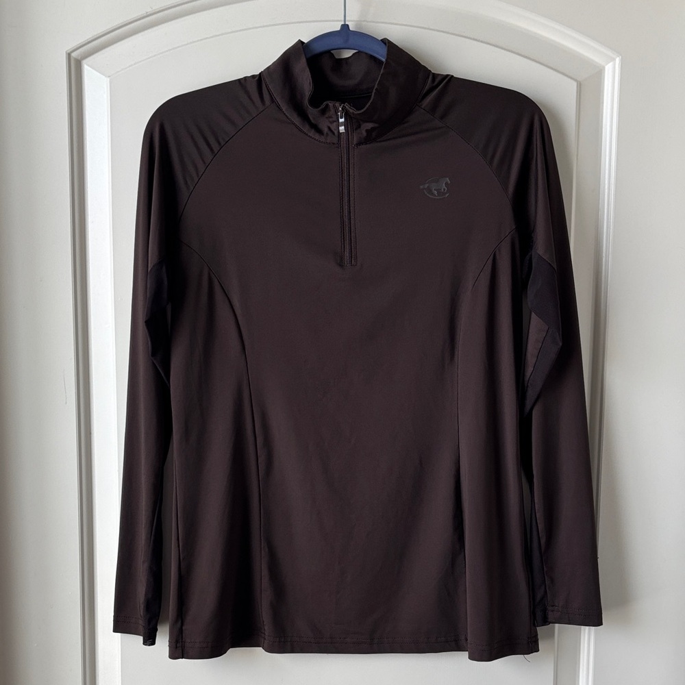 SmartPak Equine Piper Sun Shirt 1/4 Zip- M- Chocolate w/ Mesh Sleeves
